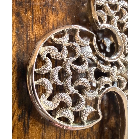 Vintage Crown Trifari Silver Tone Filigree Cross Pendant Gothic Revival - Picture 6 of 10